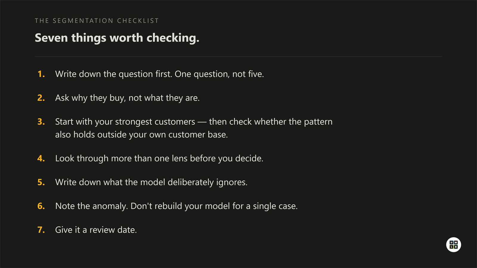 The seven-point segmentation checklist